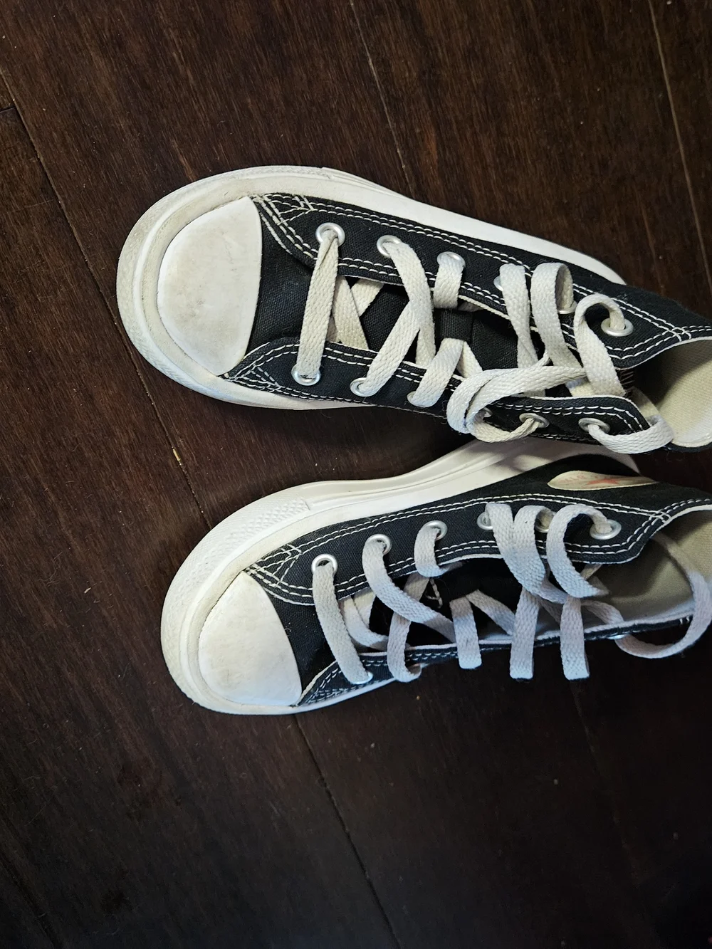 Converse Kids Black High-Top Sneakers with White Sole and Red Star Patch